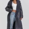 Deiji Grey Vegan Shearling Coat