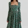 Delia Green Floral Print Midi Dress