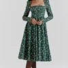 Delia Green Floral Print Midi Dress