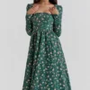 Delia Green Floral Print Midi Dress