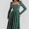 Delia Green Floral Print Midi Dress