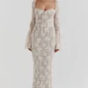 Delilah Vintage Cream Lace Maxi Dress