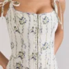 Dionne Cream Daisy Print Stretch Cotton Midi Dress