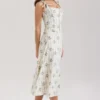 Dionne Cream Daisy Print Stretch Cotton Midi Dress