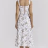 Dionne Off White Floral Print Cotton Midi Dress