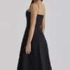 Dolly Black Cotton Flared Midi Sundress