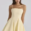 Dolly Lemon Cotton Flared Mini Sundress