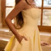 Dolly Lemon Cotton Flared Mini Sundress