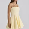 Dolly Lemon Cotton Flared Mini Sundress