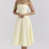 Dolly Lemon Stretch Cotton A-Line Midi Sundress
