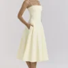 Dolly Lemon Stretch Cotton A-Line Midi Sundress