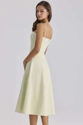 Dolly Matcha Green Cotton Flared Midi Sundress
