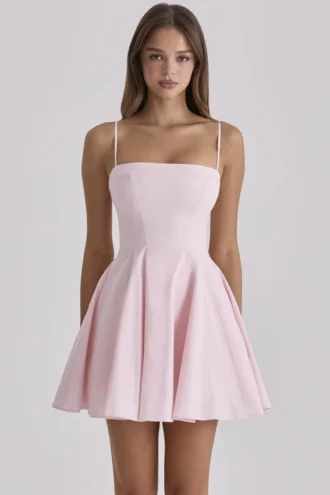 Dolly Pink Cotton Flared Mini Sundress