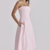 Dolly Pink Sateen Cotton Flared Midi Sundress