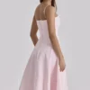 Dolly Pink Sateen Cotton Flared Midi Sundress