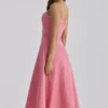 Dolly Raspberry Cotton Flared Midi Sundress