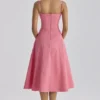 Dolly Raspberry Cotton Flared Midi Sundress