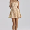 Dolly Warm Rose Print Cotton Flared Mini Sundress