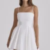Dolly White Cotton Flared Mini Sundress