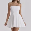 Dolly White Cotton Flared Mini Sundress
