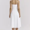 Dolly White Stretch Cotton A-Line Midi Sundress
