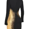 Domenica Black & Gold Foil Print Mini Dress