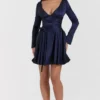 Dominique Navy Plunge Mini Dress