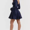 Dominique Navy Plunge Mini Dress
