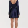 Dominique Navy Plunge Mini Dress