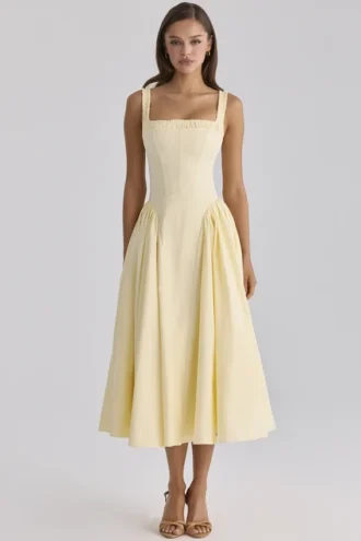 Dorothy Lemon Cotton Midi Sundress
