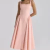 Dorothy Peach Cotton Midi Sundress