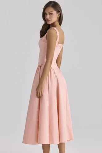 Dorothy Peach Cotton Midi Sundress