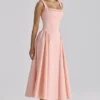 Dorothy Peach Cotton Midi Sundress
