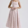 Dorothy White Rosebud Print Cotton Midi Sundress