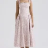 Dorothy White Rosebud Print Cotton Midi Sundress