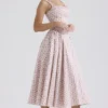 Dorothy White Rosebud Print Cotton Midi Sundress