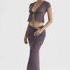 Dyana Dark Mauve Bias Cut Maxi Skirt