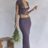 Dyana Dark Mauve Bias Cut Maxi Skirt