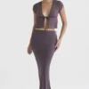 Dyana Dark Mauve Bias Cut Maxi Skirt