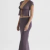 Dyana Dark Mauve Bias Cut Maxi Skirt