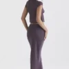 Dyana Dark Mauve Bias Cut Maxi Skirt
