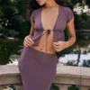 Dyana Dark Mauve Bias Cut Maxi Skirt
