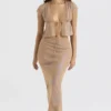 Dyana Shimmer Cafe Au Lait Bias Cut Maxi Skirt