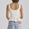 Effie White Sateen + Lace Trim Contour Top