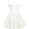 Elara White Broderie Anglais Mini Dress