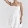 Elara White Broderie Anglais Mini Dress