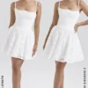 Elara White Broderie Anglais Mini Dress