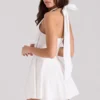Eleanor White Cotton Halter Neck Playsuit