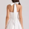 Eleanor White Cotton Halter Neck Playsuit