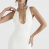 Eleanora Ivory Plunge Maxi Dress